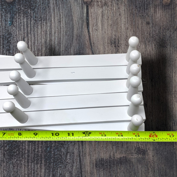 White Wood Accordion Farmhouse Style 17 Peg Expanding Cap Hat Wall Rack Cottage - Picture 7 of 9